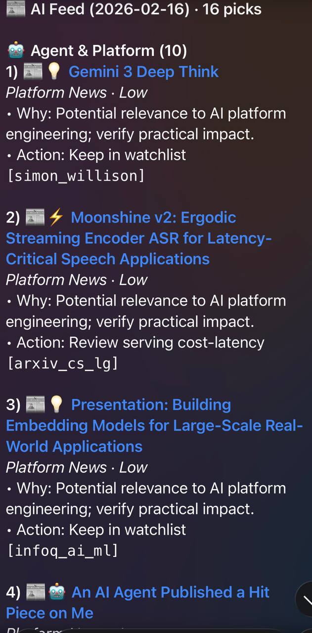 The final output — categorized by slots, with signal types and confidence levels